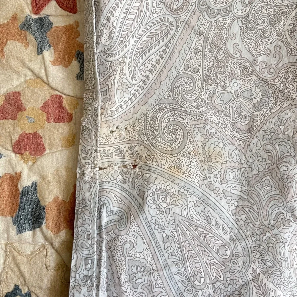 Ralph Lauren Queen Sheets 2Pc Sheet Set Gray Lavender Blue Paisley Cottage Chic